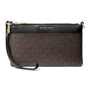 NWT Authentic Michael Kors
Jet Set Medium Top Zip Convertible Wristlet BLK/BRN